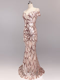 New Off-The-Shoulder Elegant Mermaid Prom Sequin Formal Party Dress Vestido Sexy Long Gown