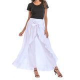 Short Front Long Back Party Skirts Irregular High Low Grey Side Zipper Tie casual Wild Front Overlay Pants Ruffle Long Skirt