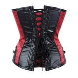 Women Overbust Corsets and Bustiers Gothic Steampunk Retro Spiral Steel Boned Zipper Lingerie Slimming Body Shaper