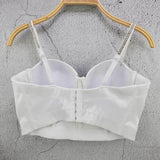 Camis Tops With Built In Bra Short Party Sleeveless Sexy Rhinestone Crop Top Women Harajuku Push Up Chest