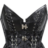 Steampunk Gothic Faux Leather 14 Spiral Steel Boned Overbust Corset Korse Black Goth Sexy Punk Bustiers