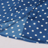 2021 Women Blue Vintage Button Up Shirt V-Neck Short Sleeve Polka Dot Tops Slim Fit Female Summer Retro Style Slim Shirts