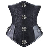 Steampunk Gothic Sexy Steel Boned Faux Leather Halter Waist Training Underbust Top Jacquard Underbust Corset