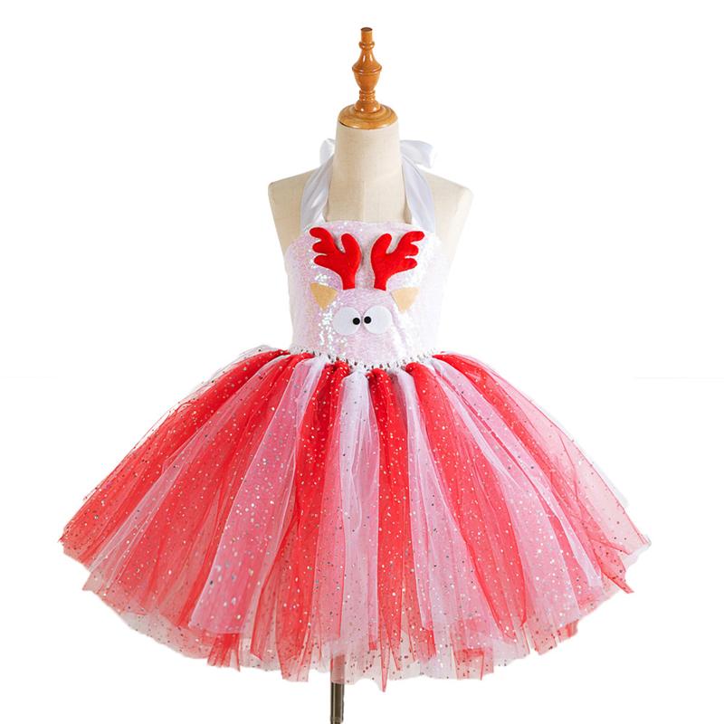 Cute Reindeer Costume Cosplay For Girls Dress Halloween Costume For Kids Carnival Christmas Party Dress Up Suit