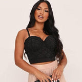 Imitation Pearls Camisole Sleeveless Adjustable Camis Crop Tops Women Party Clubwear