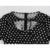 2021 Slim Fit Cotton Black Women Party Dress Small Polka Dot Printing Short Sleeve Swing Causal Office OL Rockabilly Sundress