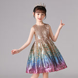 Pretty Sequin Flower Girl Dress Baby Girl Birthday Party Dress Kids Formal Wear Wedding Party Dress With Bow