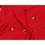 Red Short Sleeve High Waist Button Up Robe Pin Up Swing Formal Party Ladies Dresses