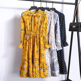 Bow A-line Women Full Sleeve Flower Print Floral Bohemian Dress