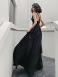 Black Cocktail Dress Sexy Deep V-neck Backless Party Gowns High Waist Big A-line Prom Dress Chiffon Vestioes Robe