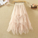 Women A-Line Mesh High Waist Solid Tutu Casual Skirt Slim Streetwear