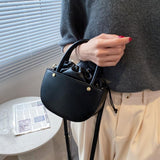 Semicircle Design Small PU Leather Drawstring Crossbody Bag