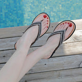 Summer Bohemian Rhinestone Decoration Flat Women Casual Beach Sandals Ladies Shoes