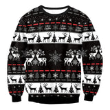 NEW Fashion Ugly Christmas Sweater Men Women Round Neck Holiday Xmas 3D Funny Christmas Elk Printing Pullover Tops