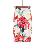 Print Summer Women Floral High Waist Pencil Vintage Sexy Party Wear Midi Skirt