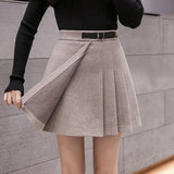 Women High Waist Pleated Skirts Spring Fashion Korean Style All-match Ladies Elegant A-line Short Skirt