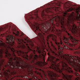 Burgundy Lace and Chiffon A Line Vintage Ladies Swing Dress