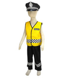 Childs Occupation police Costume Traffic police Vest & Cap Hat Costume Fancy Dress Outfit  for 3-9years children