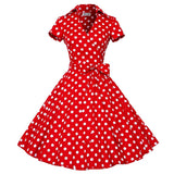 Audrey Hepburn Summer Dress Women Polka Dot Vintage Swing Robe Rockabilly Housewife Retro 50s Pinup Dresses Vestidos