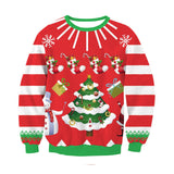 Fashion Unisex Ugly Christmas Sweater Men Women Xmas Tree Printing Long Sleeve Round Neck Pullover Tops
