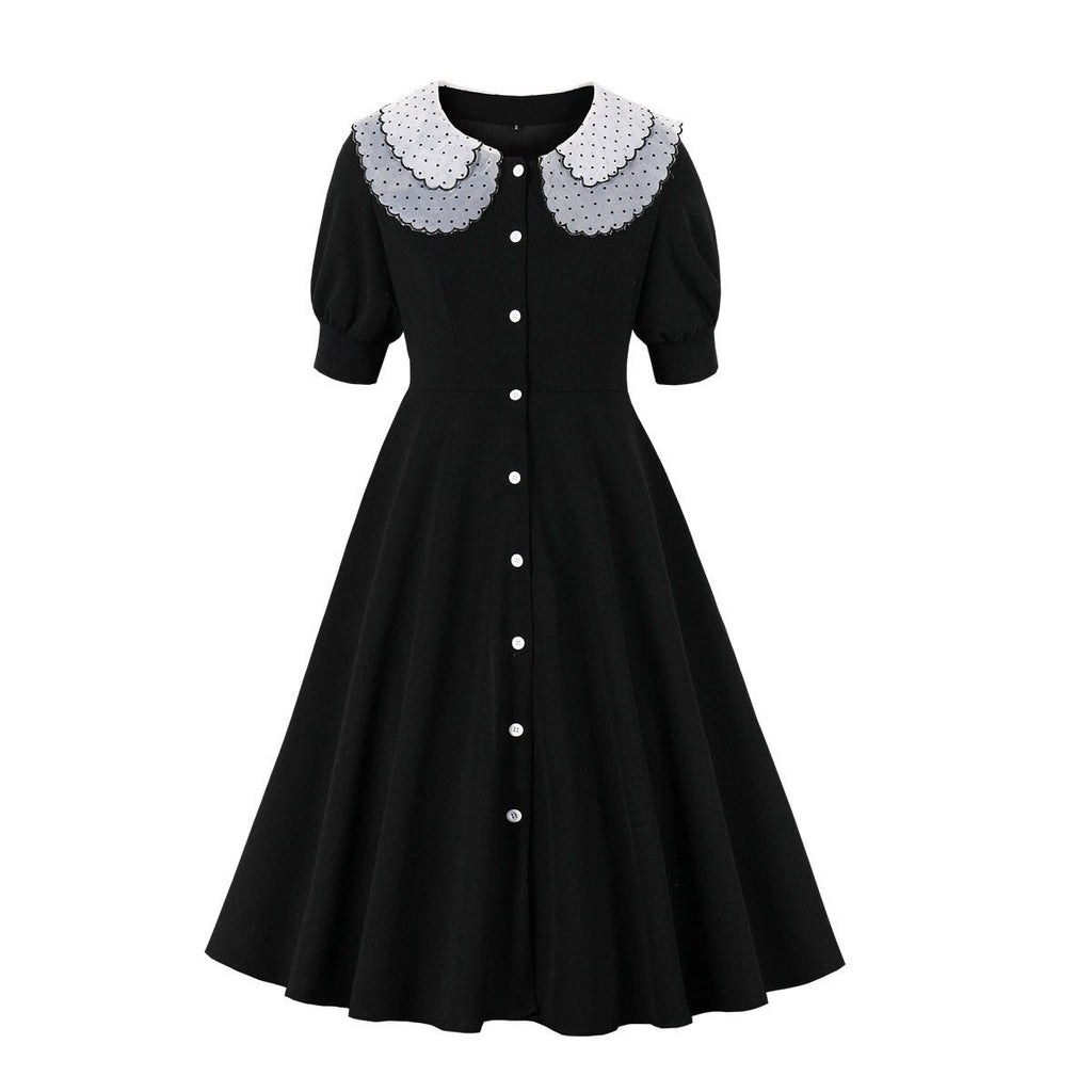 Single Breasted Black Party Midi High Waist Shirt Dress Elegant Office Ladies Tunic Pleated A Line Dresses for Women Y2K