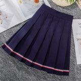 Summer Women High Waist Striped Mini Skirt Sweet Cute Dance Preppy Style Pleated Skirts