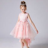 Red Tulle Pretty Flower Girl Dress Sofe Lace Baby Girl Dress Kids Formal Wear Wedding Party Dress With Bow