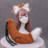 Creative Simulation Animal Cosplay Props Husky Dog Ears Headband Plush Tail Set Hair Accessories for Halloween Christmas