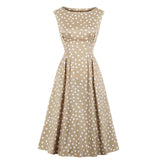 1950s Polka Dot Sleeveless Midi Swing Robe Pin Up Elegant Vintage 50s 60s Retro Party Dresses