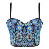 Autumn Bodice Sleeveless Women Sexy Slim?Embroidery Beading Crop Top Nightclub Show Camis Top With Built In Bra