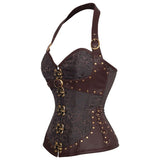 Sexy Vintage Gothic Spiral Steel Boned Halter Corset Lingerie Waist Trainer Body Shaper