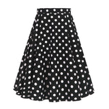 2021 Autumn High Waist Skirt Cotton Womens Polka Dot Floral Print Vinatge Swing Pinup Rockabilly 50s Retro Vintage Party Skirts