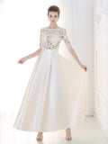 Elegant Evening Dress Long Appliques Lace Banquet Party Dress Stunning Satin Prom Dress