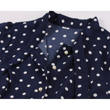 1950s Elegant Navy Blue Polka Dot Short Sleeve Robe Pin Up Swing Retro Party Vintage Dresses