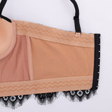 Lace Embroidery Mesh Summer Short Sexy Black Crop Top Women Camisole With Built In Bra