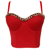 Gold-Plated Chain Corset Top Nightclub Sexy Crop Top To Wear Out Bra Push Up Bustier