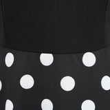 Two Tone Scallop Trim V Neck Polka Dot Belted A Line Women Summer Sleeveless Plus Size Skater Dress