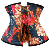 Retro Women Vintage Underbust Floral Pattern Corsets Bustiers Waist Trainer Body Shaper Slim Corselet Top