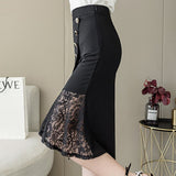 Ladies Elegant Mermaid Spring Office Style Patchwork Lace All-match Women High Waist Knee-length Skirts