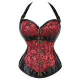 Sexy Vintage Gothic Spiral Steel Boned Halter Corset Lingerie Waist Trainer Body Shaper