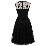 Elegant Black Sleeveless Mesh Embroidered Patchwork See Through Runway Party Formal Dresses