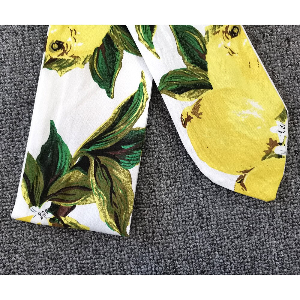 2021 Lemon Printed Yellow 50S 60S Women Hairband Cotton Retro Vintage Hair Accessories for Party Pin Up Rockabilly Wire Scarf