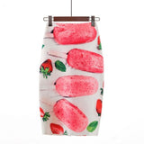 Print Summer Women Floral High Waist Pencil Vintage Sexy Party Wear Midi Skirt