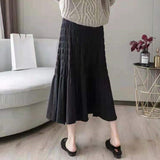 Women High Waist Casual Skirts Korean Style All-match Ladies Knitted Long Mermaid Skirt