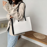 High Capacity Solid Color PU Leather Shoulder Bag