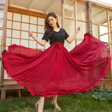 Dance Chiffon Long Women Elegant Casual High Waist Boho Beach Maxi Skirts Wear On Both Sides