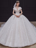 Plus Size Wedding Dress Bride Heavy Industry Luxury Trailing of Super Fairy Dream V-Neck White