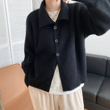 Women Elegant Single-breasted Cardigans Casual Loose Knitted Sweater Coat Tops Streetwear