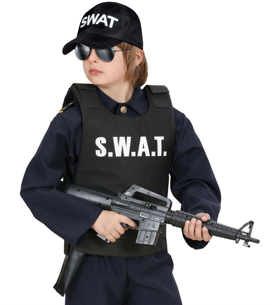 Kids Police Swat Bulletproof Vest & Swat Cap Hat Costume Fancy Dress Outfit 3-9years children policeman costume