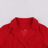 Red Short Sleeve High Waist Button Up Robe Pin Up Swing Formal Party Ladies Dresses